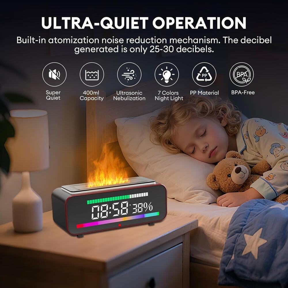 Fireplace Diffusers For Essential Oils, 400ml Flame Humidifier With Bluetooth - Picture 7 of 16